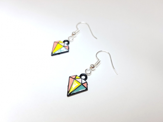 Preview: Diamant Optik Ohrringe bunt schwarz